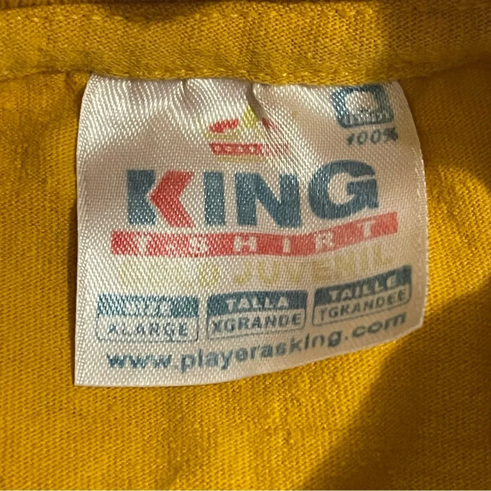 King Shirt Boys XL Yellow Mexico Stitched Embroidered Lightweight Casual Tee‎
